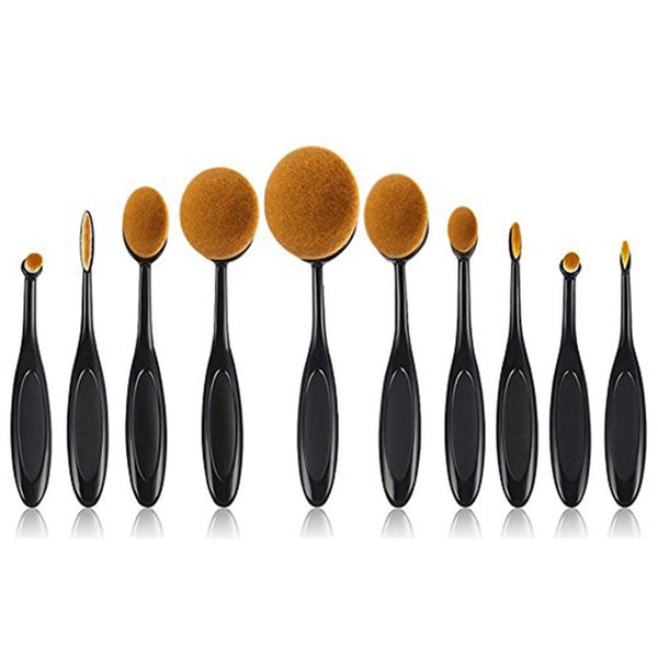 Sungpunet Brosses de maquillage Ovale Brosse à dents Maquillage Brush Set Crème Contour Poudre Concealer Fondation Eyeliner Cosmétiques Outil 10 Pcs