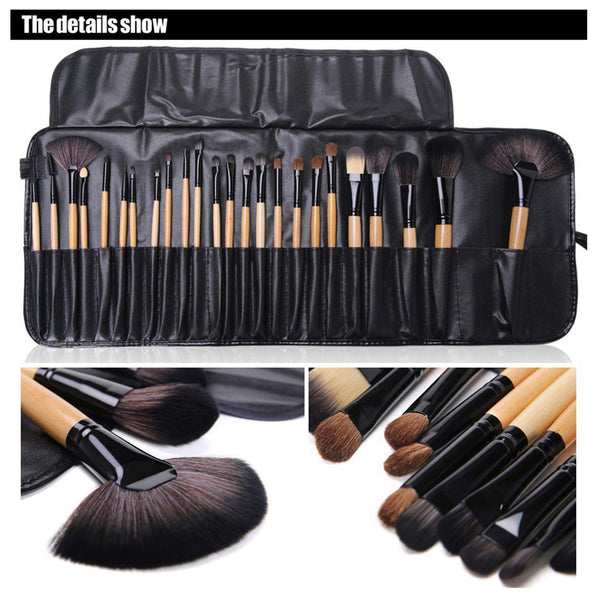 Ensemble de pinceaux à maquillage 32 pièces, pinceau à maquillage couleur bois et sac de voyage UP
