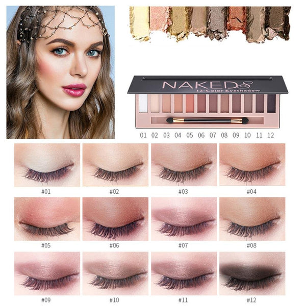 Maquillage cosmétique Shimmer Mat Nu 12 Couleurs Fard à paupières Palette Sombras