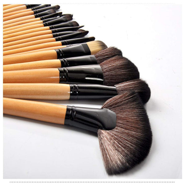 Ensemble de pinceaux à maquillage 32 pièces, pinceau à maquillage couleur bois et sac de voyage UP