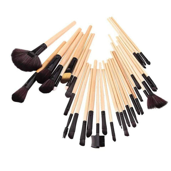 Ensemble de pinceaux à maquillage 32 pièces, pinceau à maquillage couleur bois et sac de voyage UP