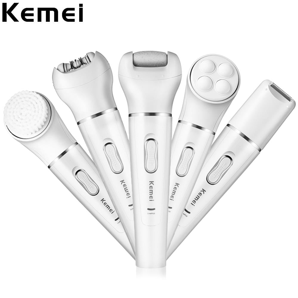 KEMEI 5 en 1 brosse nettoyante +Épilateur KM-2199